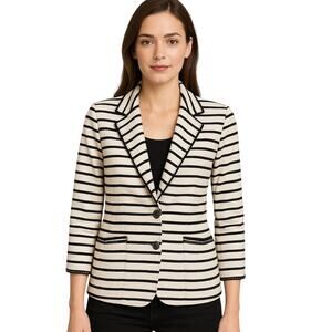 A.v.v. Standard Michel Clan Knit Blazer Jacket Small Black Striped Career Luxury